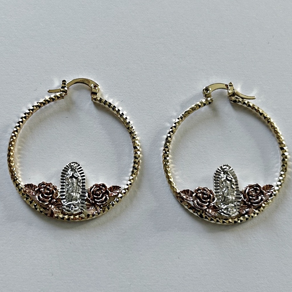 Virgencita Virgin Mary Gold Hoop Earrings